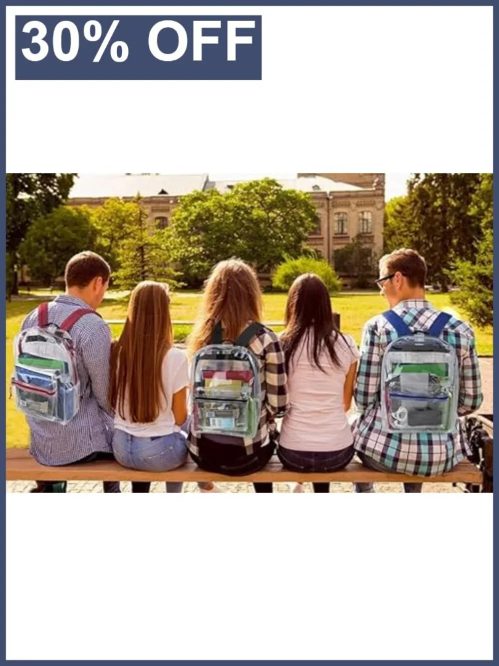 Clear Backpack Heavy Duty with Padded Straps, Side Pockets, School Approved